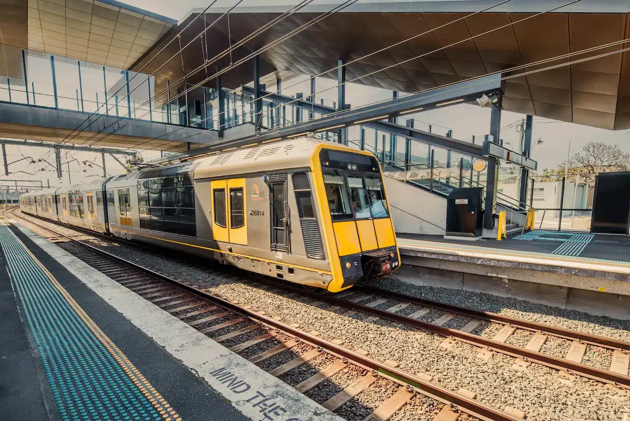 Train arriving at Sydenham station, Sydney Australia
